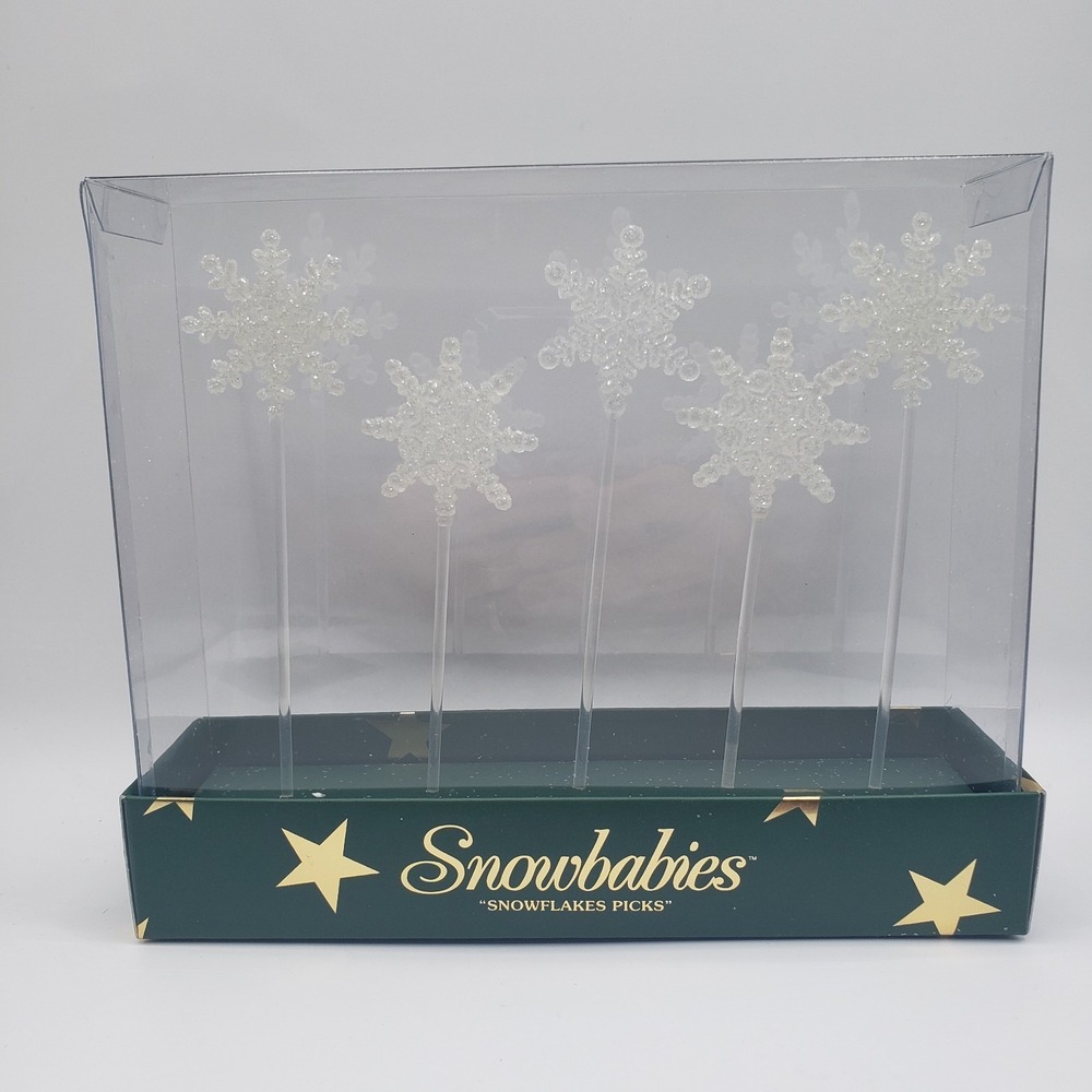 Snowbabies Department 56 Village Set of 4 Snowflakes Picks